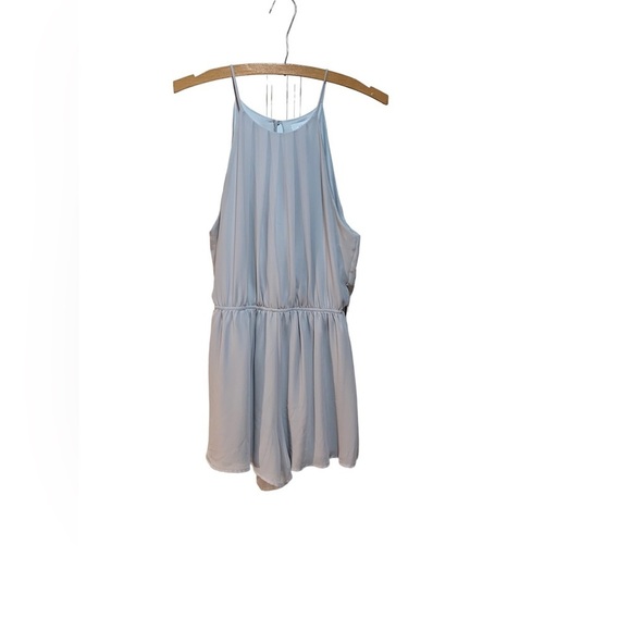 Lush Pants - 💰 Lush Sheer Chiffon Halter Romper in Pale Grey - Size M